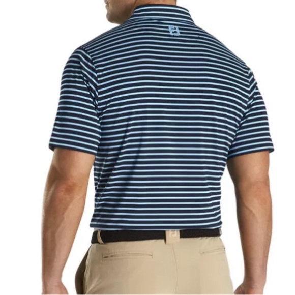 FootJoy Mens Lisle 2 Color Stripe Golf Polo Size XL Navy Light Blue - Picture 4 of 4